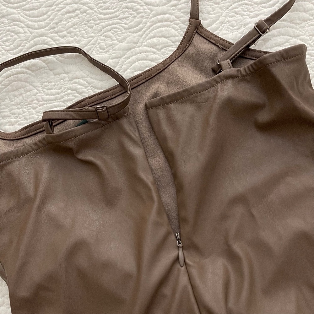 3/$21 | WILD FABLE Faux Leather Slip Dress in Dark Taupe Size XS - Picture 13 of 16
